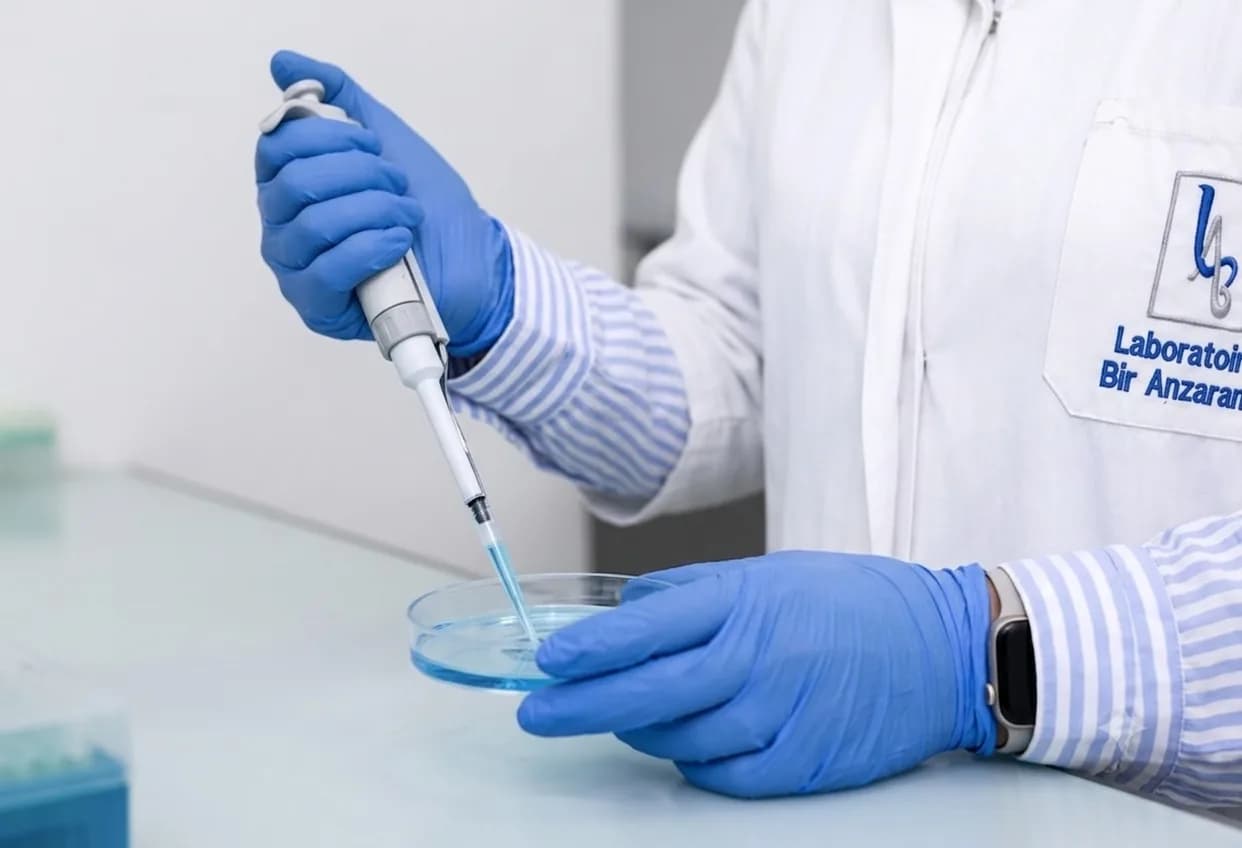 Pipetage réalisé au Laboratoire Bir Anzarane